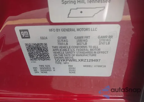 2024 Cadillac Lyriq Sport W/1Sk z USA, uszkodzony, nr VIN 1GYKPWRLXRZ129497